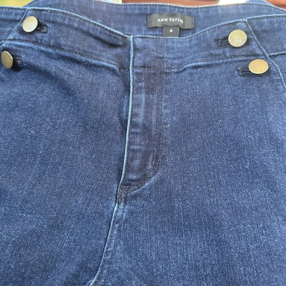 Ann Taylor Jeans Skinny Dark Wash Button Detail Nautical‎